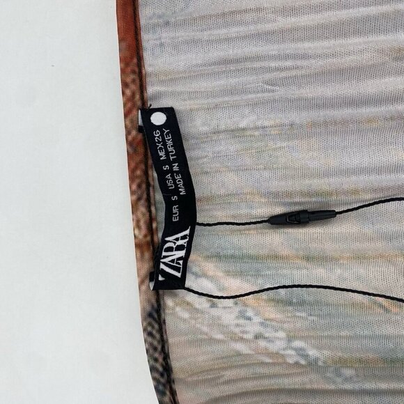 ZARA Women’s Size Small Pleated Kimono Wrap Top Orange Multi NWT - Picture 14 of 16